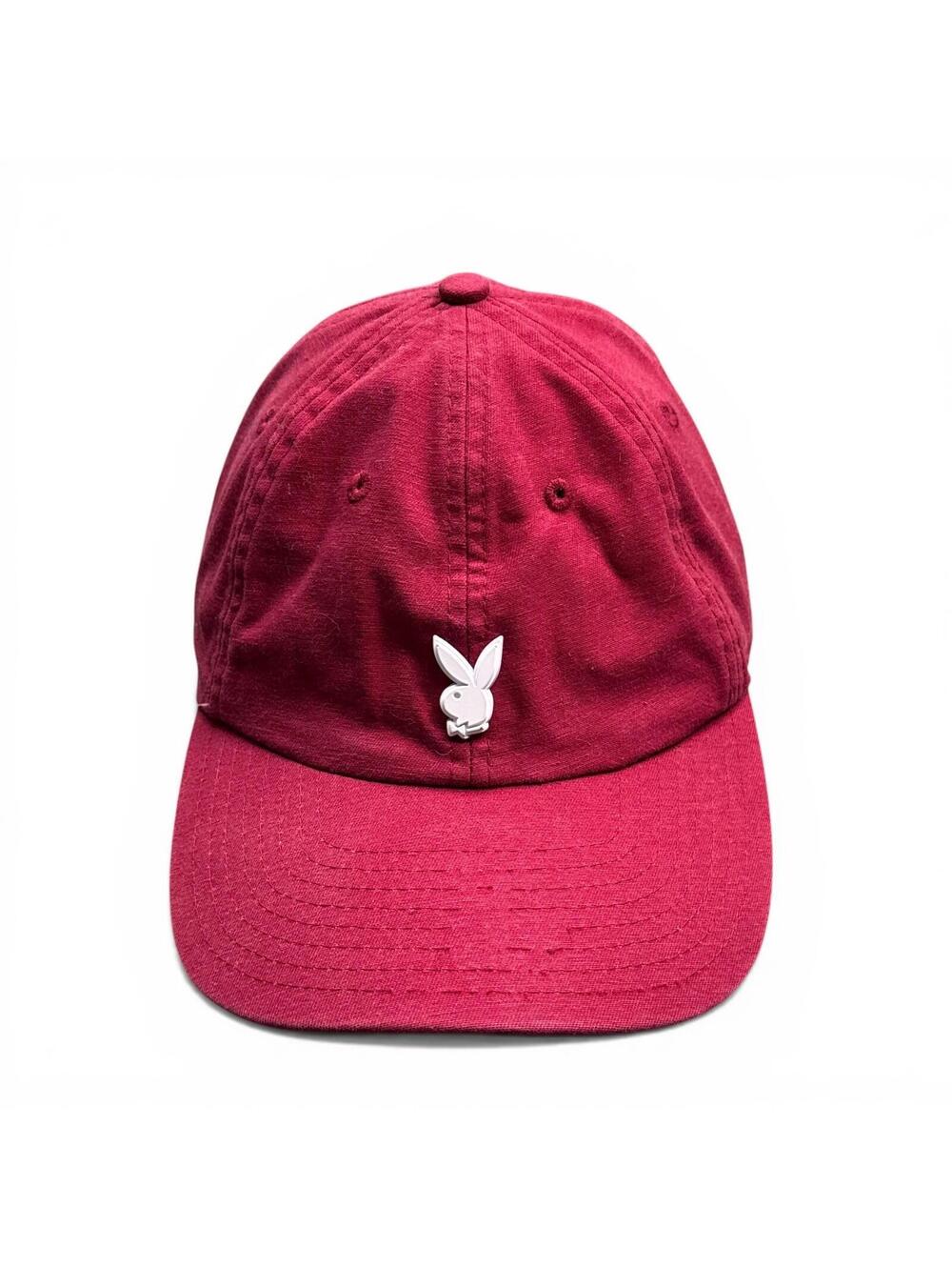 Playboy Strapback Dad Hat Cap Red White Logo 6 Panel Already Design